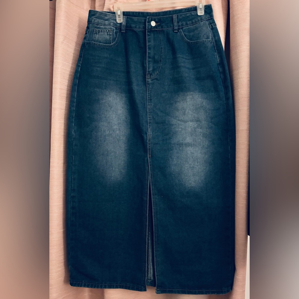 Dark Denim Midi Skirt